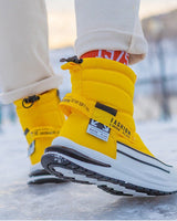 Win | Groovywish Herren Winter Orthopädische Stiefel Mehrfarbig Wasserdichte Schuhe in Gelb