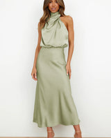 Rosemary | Neckholder Abendkleid in Hell Grün