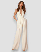 Bea | Damen Schlaghosen Jumpsuit Retro Selbstbewusst in Weiß