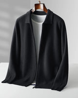 Quinton – Kaschmir Strickjacke Mit Reißverschluss in Schwarz