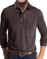 Jörg™ | Herren Langarmshirt in Unifarbe in Dunkelbraun