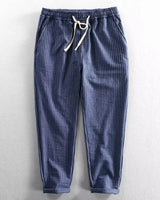 Lorenz™ Hose aus Baumwoll-Leinen mit Eleganten Streifen in Blau