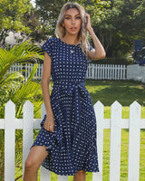 Beth - Polka Bloom Kleid in Marineblau (Fast ausverkauft)