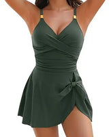 Selina | Dein sexy & schlank machendes Bauch-Weg-Swimdress in Dunkelgrün
