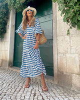 Bellona | Langes Boho-Kleid in Blau