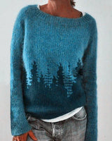Andrea | Damen-Winter-Weihnachtspullover mit nordischem Muster in Blau