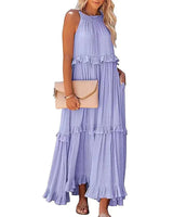 Munalisa - Maxikleid Mit Rüschen in Lila