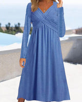 Venala | Graues Einfarbiges Midikleid Mit Seitentaschen in Blau