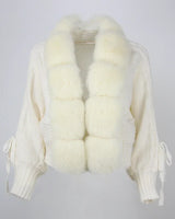 Lixx | Luxury Wintermantel für Damen mit echtem Fuchsfellkragen in WEISS