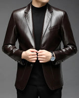 Mikkel™ Lederjacke im Blazer-Stil aus Premium-Leder mit minimalistischem Design in Dunkelbraun