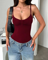 Ariella™ Premium-Strickbody mit Brust-Raffung in Rot
