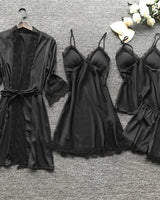 Luna - Nachtwäsche Set mit Spitze in Schwarz