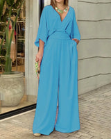Bellavie™-Overall mit fließendem Hosenbeinschnitt und betonter Taille in Blau