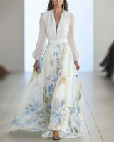 Zdravka – Maxi Kleid Mit Blumen Muster in Weiß
