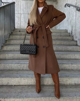 Johanna | Damen Trenchcoat mit langen Ärmeln und Knopfleiste in Braun