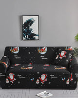 Hoch elastischer Spandex-Weihnachtssofa-Bezug / Sofortige Dekoration, die Ihr Weihnachtsfest verdient! + Kopfkissenbezug als Geschenk in Weihnachtsschlitten
