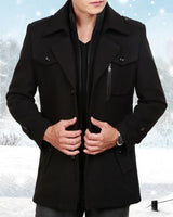 Arthur™ Premium-Wollmantel aus Walkwolle mit innerem Stehkragen und Reißverschluss in Schwarz