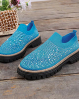 Urbaner Glanz™ Slip-On Sneaker mit Profilplateau in Blau