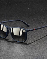 Chatioglow - Sonnenbrille mit quadratischem Rahmen und polarisierten UV-Schutz in Marineblau