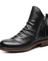 Herren Lederstiefelette mit seitlichem Reißverschluss - Alex in Schwarz
