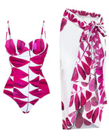 Alenya | Dein figurformender Push-Up-Einteiler mit passender Strandrobe in Fuchsia / Weiß