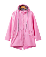 Claudia | Damen lässiger Kapuzenmantel mit Kordelzug und Reißverschluss in Rosa