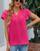 Pauline™ Bluse mit gestuften Ärmeln und Frontfalte in Fuchsia