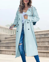 Candice™ Mantel Mit Vorderen Knöpfen und Klassischem Revers in Blau