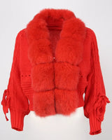 Lixx | Luxury Wintermantel für Damen mit echtem Fuchsfellkragen in Rot