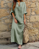 Yvonne - Gestreiftes Maxikleid in Grün (Fast ausverkauft)