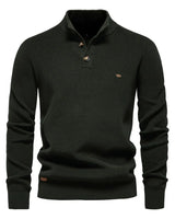 Konrad - Stilvoller Herrenpullover mit Knopfdesign in Dunkelgrün