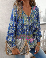 Anika | Stilvolle Blumenbluse in Dunkelblau