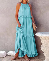 Munalisa - Maxikleid Mit Rüschen in Blau