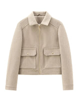Kerstin | Damen Freizeit-Jacke mit Reißverschluss und Woll-Mix in Khaki