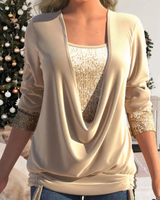SARINA - Stilvolle Glitzerbluse in Beige