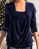 SARINA - Stilvolle Glitzerbluse in Blau