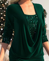 SARINA - Stilvolle Glitzerbluse in Grün
