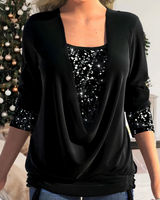 SARINA - Stilvolle Glitzerbluse in Schwarz