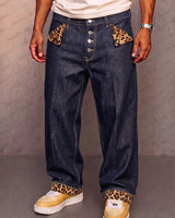 Klymz – Hose Aus Denim-iImitat Mit Kontrasteinsätzen in Leopard