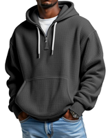 Mackenzie - Langärmeliger Hoodie Mit Waffelstrickmuster in Schwarz