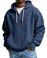 Mackenzie - Langärmeliger Hoodie Mit Waffelstrickmuster in Marineblau