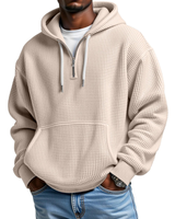 Mackenzie - Langärmeliger Hoodie Mit Waffelstrickmuster in Beige