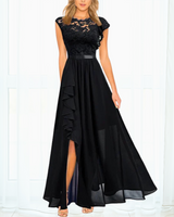 Joanne | Rüschen Maxi Festliches Kleid in Schwarz