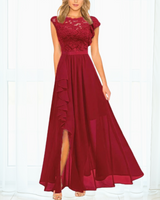 Joanne | Rüschen Maxi Festliches Kleid in Rot