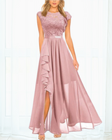 Joanne | Rüschen Maxi Festliches Kleid in Rosa
