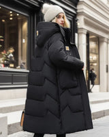 Lethara | Trendige und warme lange Winterjacke in Schwarz