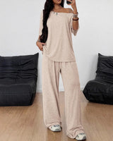 Belmara™ Set mit Lockerem Schnitt und Verstellbarer Taille in Apricot