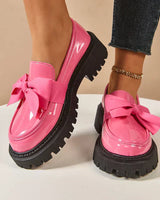 Eliza – Glänzende Plateau-Loafer in Rosa