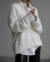 Gisela | Luxus Cardigan in Elfenbeinweiß
