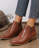 Rita | Damen Frühlings Lässige Ankle Boots Mit Seitlichem Reißverschluss in Braun